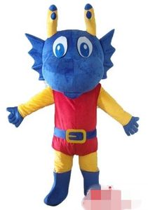 Costume de mascotte de dragon bleu personnalisé taille adulte livraison gratuite