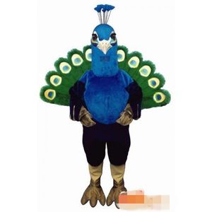 Custom Blue Peacock Mascotte Kostuum Karakter Kostuum Volwassen maat Gratis verzending