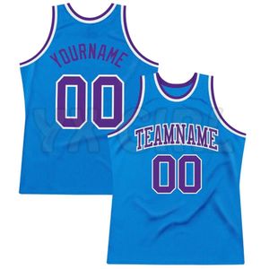 Bleu personnalisé Red - Authentic Throwback Basketball Jersey Tops pour hommes Jersey Personlized Sew Team Unisexe Top