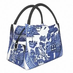 Bolsas de almuerzo de Willow Blue Blue personalizadas Mujeres Cajas de almuerzo de aislamiento térmico Termal para viajar a la cámara de picnic C9DP#