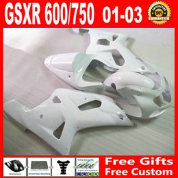 All White DIY Fairing voor Suzuki GSXR 600 750 00 01 02 03 K1 GSX-R600 R750 2001 2002 2003 Plastic Parts Falings Kit