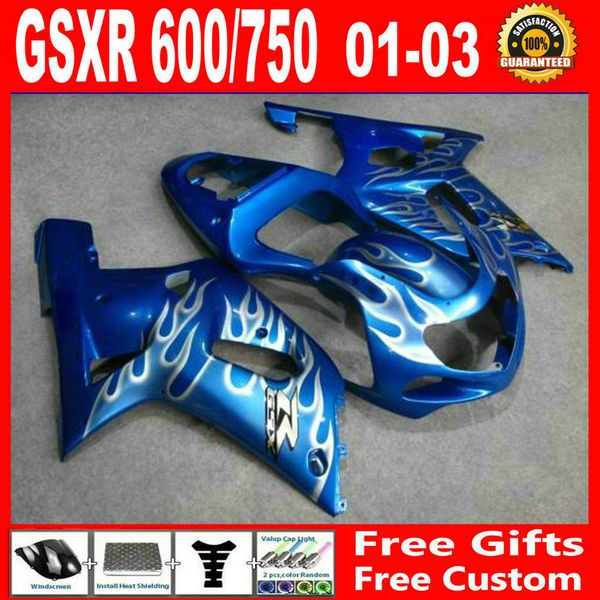 Kits de carrocería personalizados para Suzuki GSXR 600 750 00 01 02 03 Kit de carenado GSXR600 GSXR750 2001 2002 2003 kits de carenados calcomanías