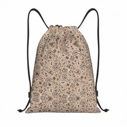 Style bohème personnalisé Bandanna Paisley imprimé floral sac à cordon femmes hommes léger sport gym sac à dos de rangement R6uP #