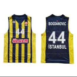 Aangepast Bojan Bogdanovic 44 Basketball jersey Istanbul Turkije Gedrukte gestreepte namen en nummer