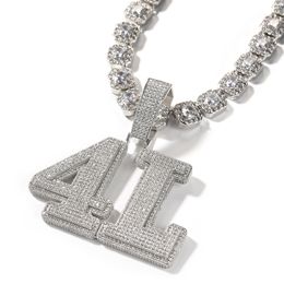 Aangepaste vetgedrukte letters Naam Hangketting Micro Verdroogde kubieke zirkonia -ketting Ketting Hiphop -sieraden