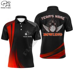 Shirt de bowling personnalisé pour les hommes en maillot de bowling greenblack avec nom de ligue de ligue de bowling polo à manches courtes 3D Shirts imprimés