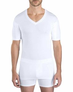 T-shirt pour hommes en spande de marque Spandex Modèle Spandex Mentilate avec des coussinets de sous-bras T-shirt à col en V Slim