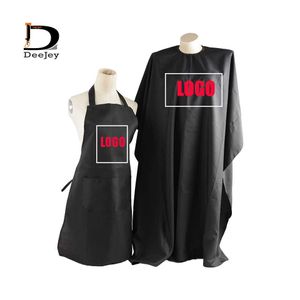 Custom Brand Name Hairdressing Shop Hair Salon Cape en Apron Kit voor kapsel Kapper Gedrukt 210622