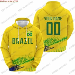 Personnalisé Brésil Drapeau Sweat À Capuche Survêtement Brésilien Brésil Football Adulte Enfant Fans Jersey Hauts Vêtements Unisexe Surdimensionné 7XL 240226