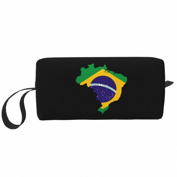 Personnalisé Brésil Carte Drapeau Trousse de toilette pour femmes Brésilien Patriotique Cosmétique Maquillage Organisateur Lady Beauté Stockage Dopp Kit Boîte w8o2 #