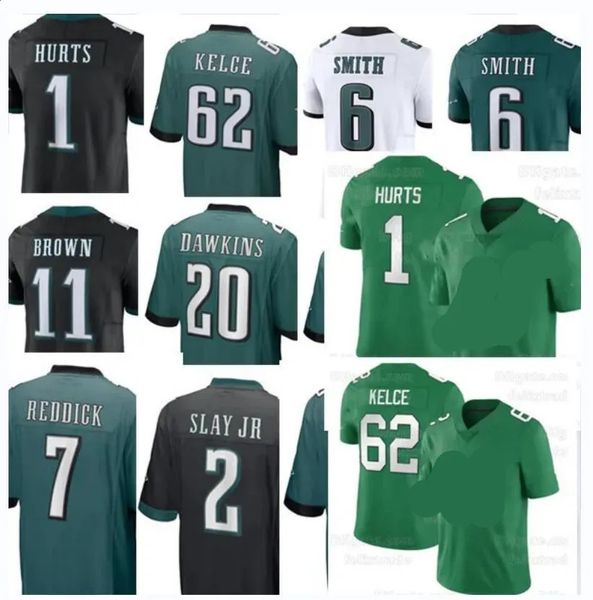 Personalizado Brian Dawkins Jalen Hurts DAndre Swift Jason Kelce AJ Brown DeVonta Smith Philadelphia American Football Jersey 240122