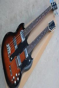 Brown Sunburst Custom Brown 1275 Guitarra eléctrica de doble cuello bajo 6 cuerdas Guitar 4 cuerdas Bass Pickguard Negro Chrome 9196729