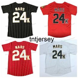 Aangepaste Bruno Mars #24k Hooligans Baseball Jersey Herenhemd gestikt 4 kleuren Stitch Elke naam Nummer