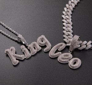 Lettres de script de pinceau personnalisés Two Tone Pendant micro pavé CZ Collier Hip Hop Bijoux Hip Hop 2494164