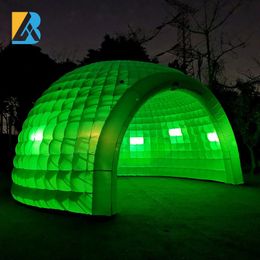 Événements construits sur mesure Tente de dôme à air gonflable décoratif avec lumières LED vertes