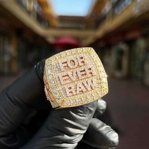 Aangepaste Bussdown Forever Raw tweekleurige geel-rosé vergulde kampioenschap Moissanite ring