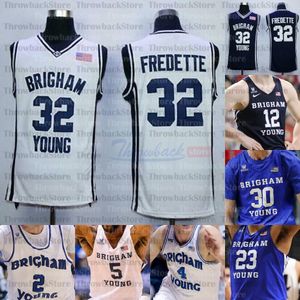 Camisetas personalizadas de BYU Brigham Young Cougars Baloncesto Yoeli Childs Jake Toolson TJ Haws Fredette Alex Barcello Nixon Lee Zac
