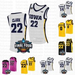 Custom Caitlin Clark Jersey 2023 Dames Finale vier 4 Iowa Hawkeyes Basketball Jerseys NCAA College Joe Toussaint Ryan Kriener Jack Nund Tony
