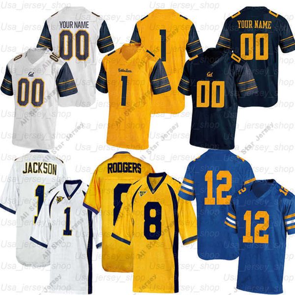 Camisetas de fútbol universitarias personalizadas de California 8 Aaron Rodgers 10 Marshawn Lynch 34 Christopher Brown 1
