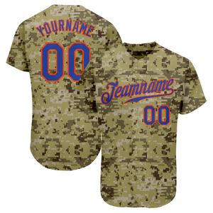 Camo Camo Personnalisé Royal-Orange Authentic Salut à Service Baseball Jersey