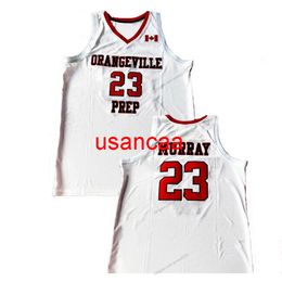 Custom Canada Jamal Murray #23 Orangeville Prep Basketball Jersey gestikt Witte size S-4XL Elke naam en nummertruien