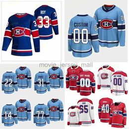 Aangepaste Canadiens 2022-23 Reverse Retro Hockey Jerseys Montreals Sean Monahan Jur Slafkovsky Nick Suzuki Xhek Cole Caufield Brenda