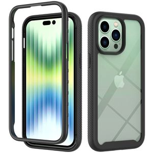 Cadre de couleur bonbon personnalisé couverture arrière transparente coque de téléphone pour iPhone 14 plus 13 12 11 pro max souple TPU dur PC 2 en 1 B206