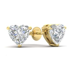 Aangepaste karaat Prong Setting hartvormige CVD HPHT Lab Grown Diamond Studs Solid 9K 10K 14K Gold Stud Oorbellen