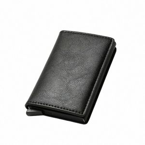 Aangepaste kaarthouder RFID Zwart Carb Fiber Leather Simple Wallet Men's Gift Persalized R9ld#