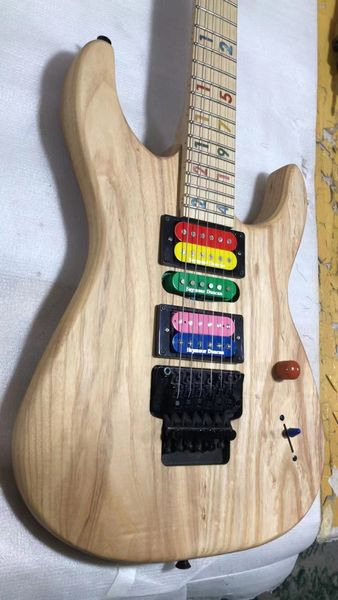 Custom Carvin Jason Becker JB24 Numéros Guitare électrique naturelle Corps en frêne Touche en érable Incrustations numérotées Floyd Rose Tremolo Bridge Matériel noir