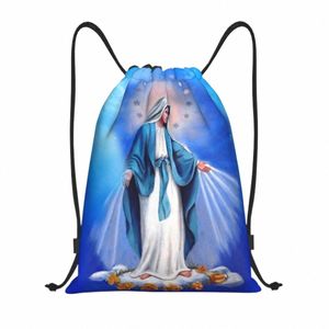 Custom Catholic Maagd Maria Drawtring Backpack Bags Men Vrouwen lichtgewicht Onze -Lieve -Vrouw van Fatima Gym Sports Sackpack Sacks voor Yoga L5XK#