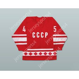 Aangepast CCCP-team Donald Trump 45 Rusland Red Hockey Jersey Fake News Nieuw gestikte S-M-L-XL-XXL-3XL-4XL-5XL-6XL