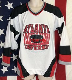 Aangepaste CCM Atlanta Inferno Hockey Jersey genaaid Donald Glover Gambino Stitch Voeg elke nummernaam Men Kid Hockey Jerseys XS-5XL toe