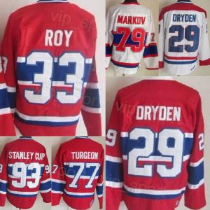 CUSTOM CCM Hockey Rétro 77 Maillot Pierre Turgeon Retraite 79 Andrei Markov 93 Coupe Stanley 29 Ken Dryden 33 Patrick Roy 67 Max Pacioretty 10 Gu