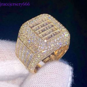 Custom Championship Iced Out Rock Rings Style Sier GRA VVS Baguette Moissanite Diamond Hiphop Ring