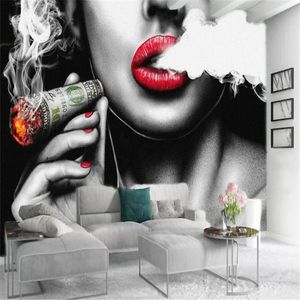 Aangepast personage 3D wallpaper roken sexy schoonheid romantische mooie personages sfeervol interieur decoratie wallpapers239z