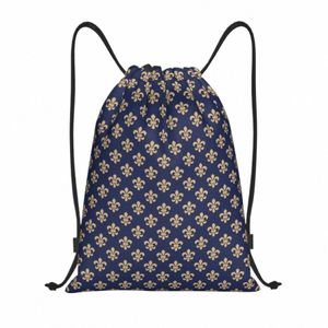 Custom Chic Fleur de Lis Drawstring Bag Men Women Lightweight Fleur-de-Lis Lily Fr Sports Gym Storage Backpack R1K9#