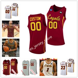 Custom Chicago Loyola Ramblers Basketbal Stitched Jersey 23 Chris Knight 24 Tate Hall 30 Aher Uguak 31 Will Smythe 33 Ben Schwieger 35 Damezi Anderson 45 Will Alcock