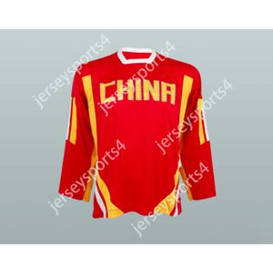 Maillot de hockey personnalisé de l'équipe nationale de Chine, nouveau haut cousu S-M-L-XL-XXL-3XL-4XL-5XL-6XL