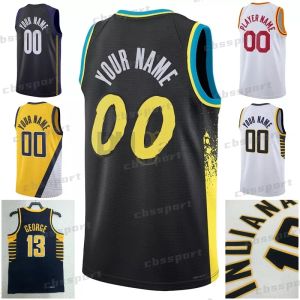 Personalizado Chris Duarte Bennedict Mathurin Kids City Basketball Jerseys Juvenil PaceR Tyrese Haliburton CE Jersey Black Buddy Hield Jalen Smith Isaiah Jackson