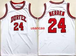 Personnalisé Chris Herren # 24 Durfee High School Basketball Jersey Cousu Blanc Taille S-4XL N'importe quel Nom Et Numéro Maillots