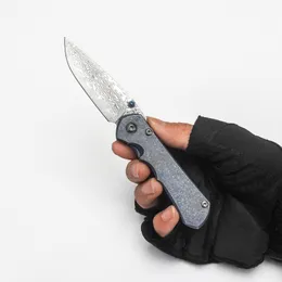 Aangepaste chris reeve vouwmes inkosi blauw tc4 titanium handvat echt damascus mes draagbare zak EDC outdoor apparatuur tactische perfecte overlevingstools