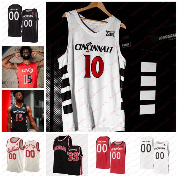 Maillot de basket-ball personnalisé des Bearcats de Cincinnati 30 Viktor Lakhin Sage Tolentino Kalu Ezikpe Ody Oguama CJ Anthony Mika Adams-Woods Maillot de Cincinnati