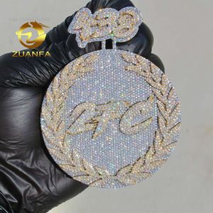 Colgante de diamantes de moissanita VVS chapado en oro de plata de ley con círculo personalizado