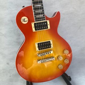 Guitare électrique jaune classique personnalisée, guitare LP, matériel chromé, livraison gratuite