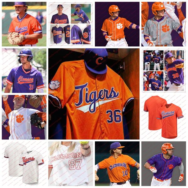 Camiseta de béisbol personalizada de los Clemson Tigers, nombre y número cosidos, tallas juveniles