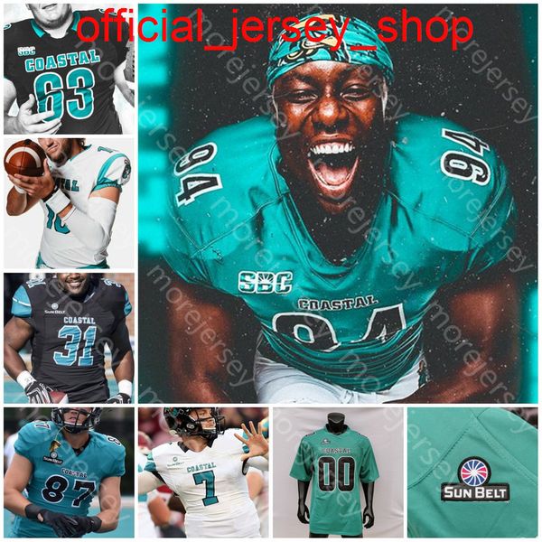 Maillot de football Coastal Carolina Chanticleers personnalisé NCAA College Grayson McCall CJ Marable Jaivon Heiligh Probablement Kelly C.J. Brewer Gunter