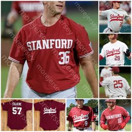 Custom College 2021 Baseball Wears NCAA College Stanford Baseball Jersey Brock Jones Drew Bowser Brendan Beck Edman Stephen 25 Taille Piscotty