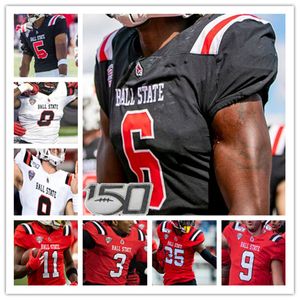 Aangepaste College BALL STATE kardinaal voetbalshirt Drew Plitt John Paddock Carson Steele Will Jones Justin Hall Jayshon Jackson YoHeinz Tyler Jalen McGaughy 4XL