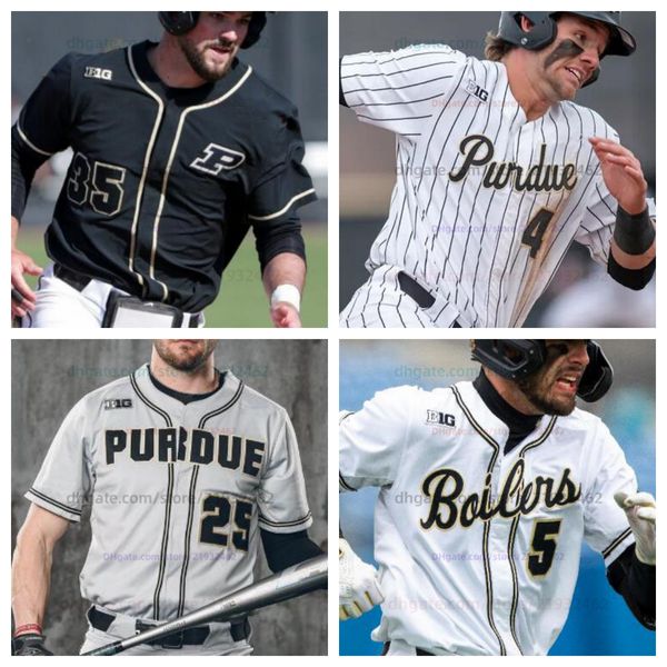 Camiseta de béisbol universitaria personalizada, todo cosido Purdue Boilermakers Mike Bolton Jr. Luke Wagner Thomas Green Weston Gingerich Camden Gasser Davis Pratt Camden Melvin